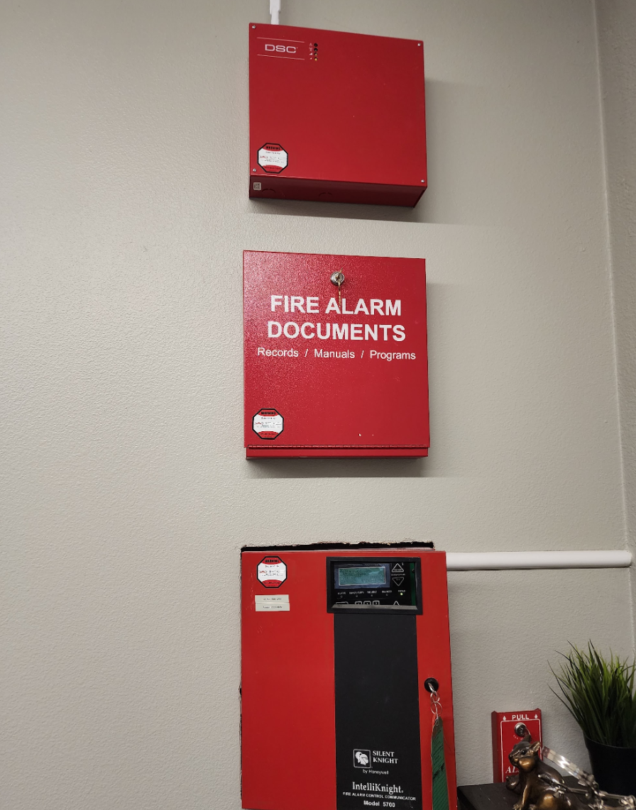 Installed fire alarm control equipment and document cabinet