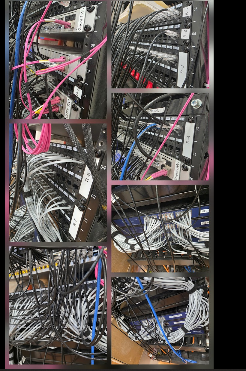 Network rack patch panels and structured cabling work